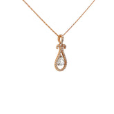 14k Rose Gold .52 F VS2 Pear Shape Diamond and .50ct F VS2 Round Diamond  Drop Necklace